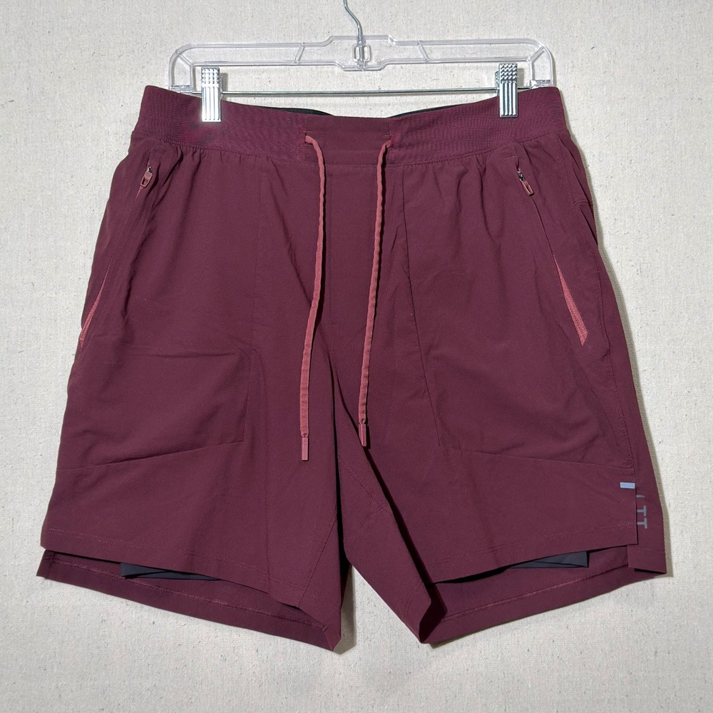 Lululemon License To Train Shorts Women Large Burgundy LTT Athletic Running 7"